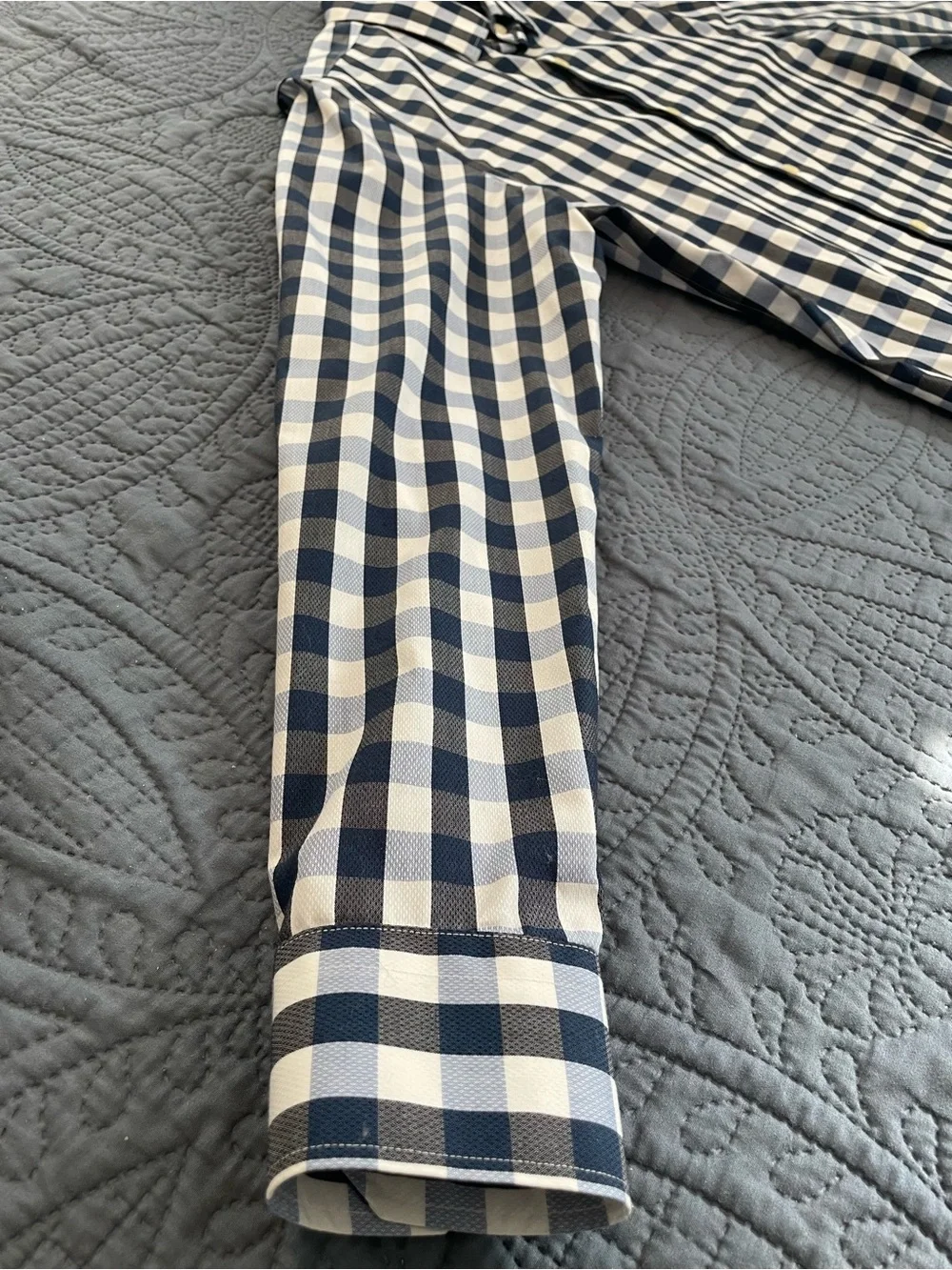 Banana Republic Navy and White Gingham pattern Button-Down Shirt